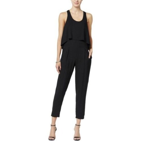 CHELSEA SKY Womens Black Sleeveless Scoop Neck Jumpsuit Size: XL - Picture 1 of 1